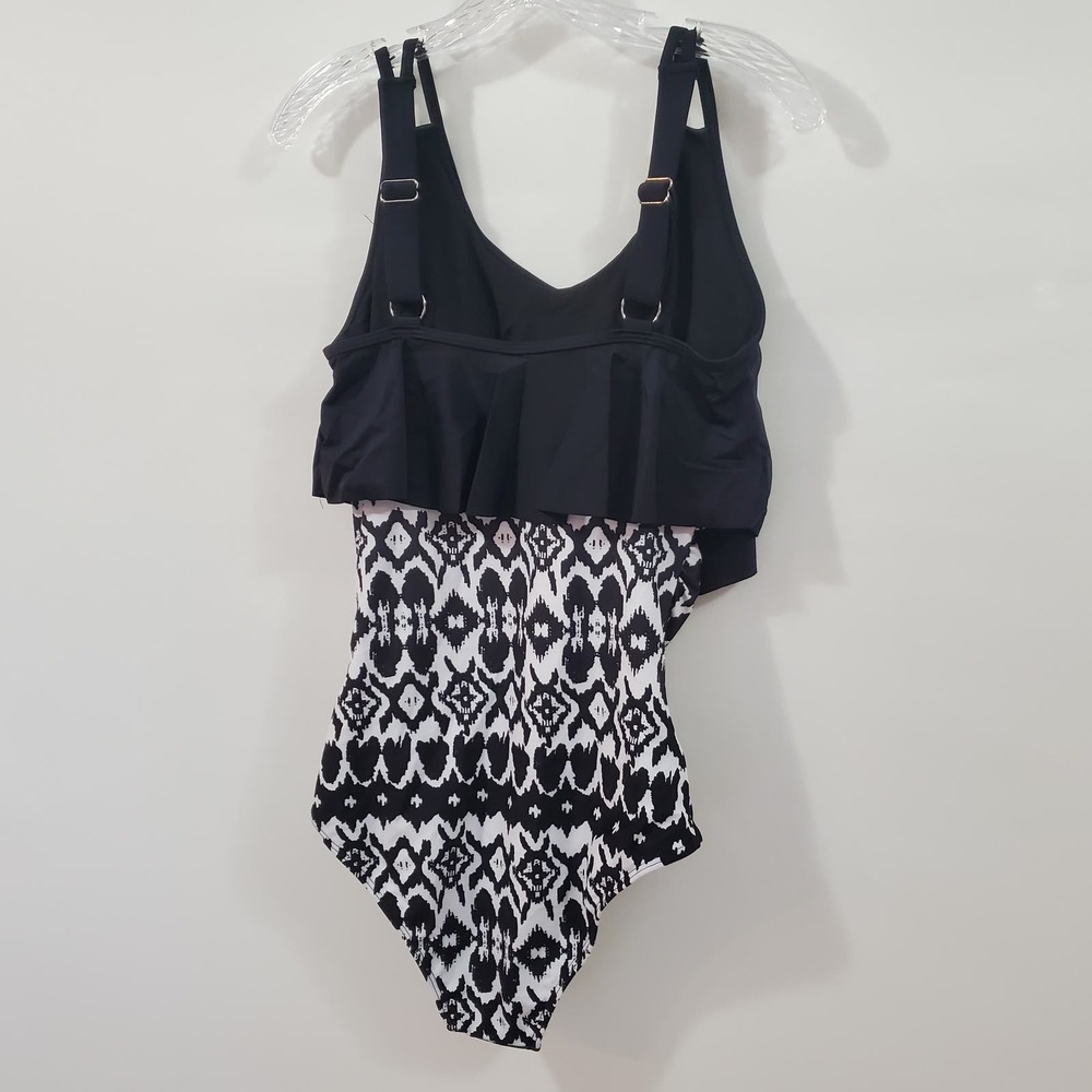 Nwt Bloomchic Swimsuit Geometric Patchwork Black … - image 5